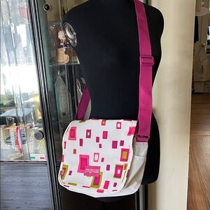 Pink and White Geometric Shoulder Bag